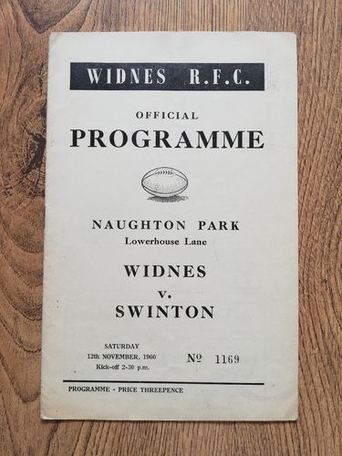 Widnes v Swinton Nov 1960 Rugby League Programme