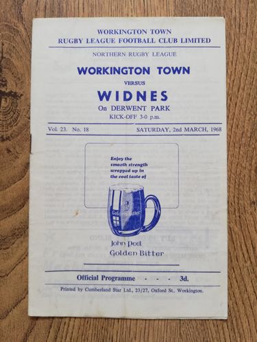Workington v Widnes Mar 1968 Rugby League Programme