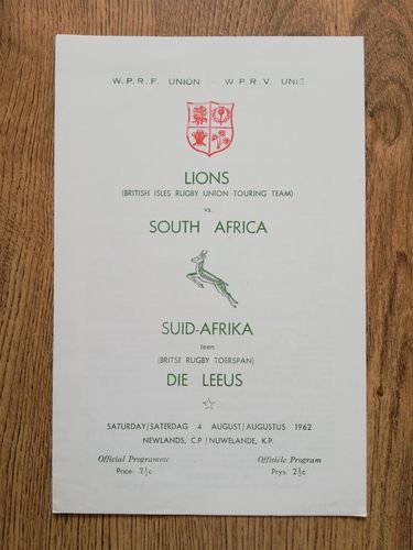 South Africa v British Lions 3rd Test 1962