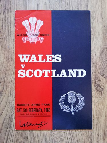 Wales v Scotland 1966 Rugby Programme