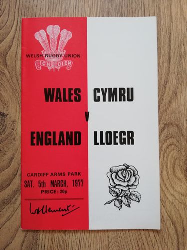 Wales v England 1977 Rugby Programme
