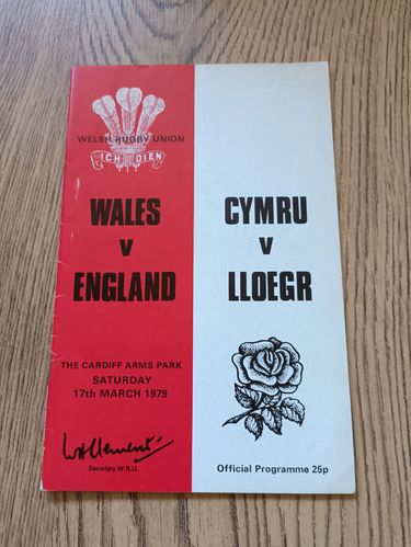 Wales v England 1979 Rugby Programme