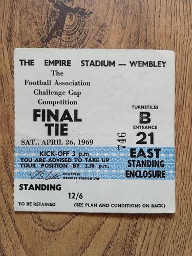 Manchester City v Leicester City Apr 1969 FA Cup Final Used Football Ticket