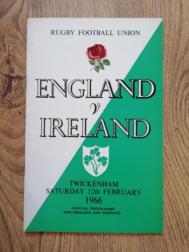 England v Ireland 1966 Rugby Programme