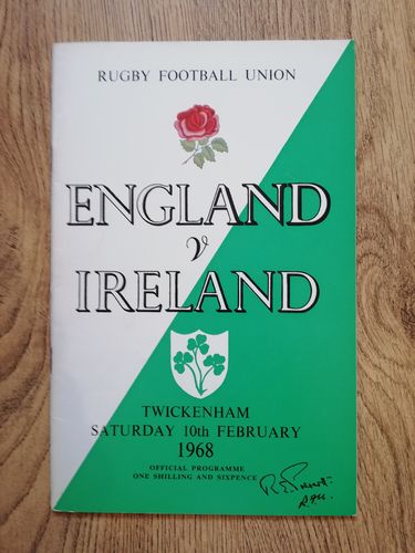 England v Ireland 1968 Rugby Programme