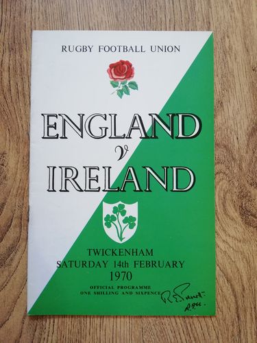 England v Ireland 1970 Rugby Programme