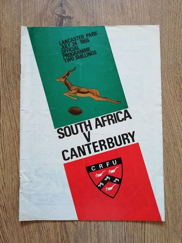 Canterbury v South Africa July 1965 Rugby Programme