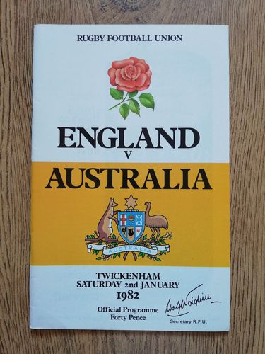 England v Australia 1982 Rugby Programme