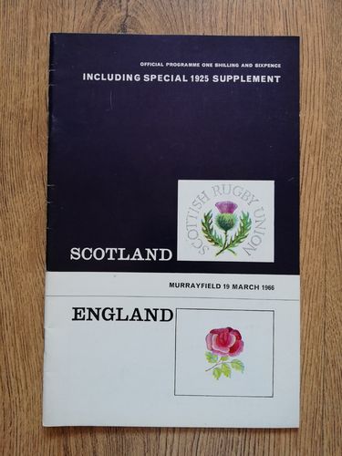 Scotland v England 1966 Rugby Programme