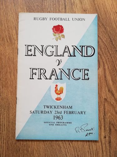 England v France 1963 Rugby Programme