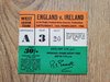 England v Ireland Feb 1966 Used Rugby Ticket