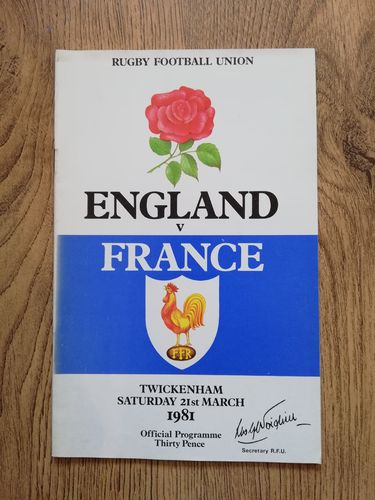 England v France 1981 Rugby Programme