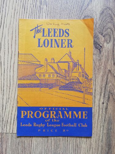Leeds v Dewsbury Jan 1961 Rugby League Programme