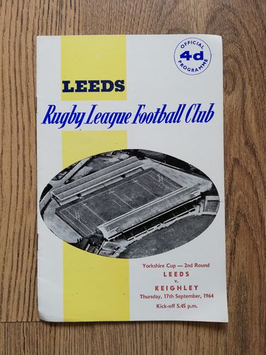 Leeds v Keighley Sept 1964 Yorkshire Cup Rugby League Programme