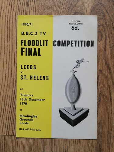 Leeds v St Helens Dec 1970 BBC2 Floodlit Trophy Final Rugby League Programme