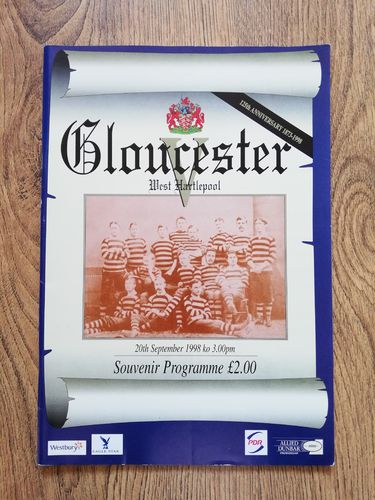 Gloucester v West Hartlepool Sept 1998 Rugby Programme