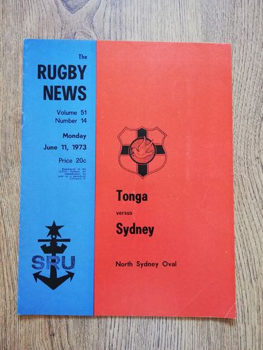 Sydney v Tonga June 1973 Rugby Programme