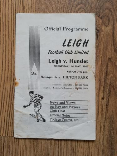 Leigh v Hunslet May 1963 Rugby League Programme