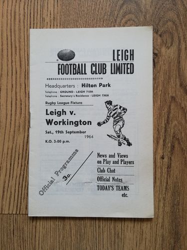 Leigh v Workington Sept 1964 Rugby League Programme