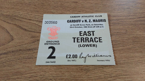 Cardiff v New Zealand Maoris 1982 Used Rugby Ticket