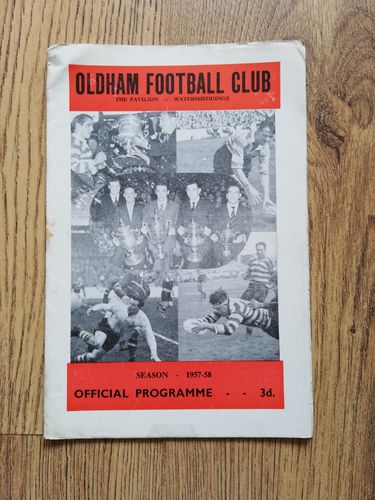 Oldham v Salford Nov 1957 Rugby League Programme