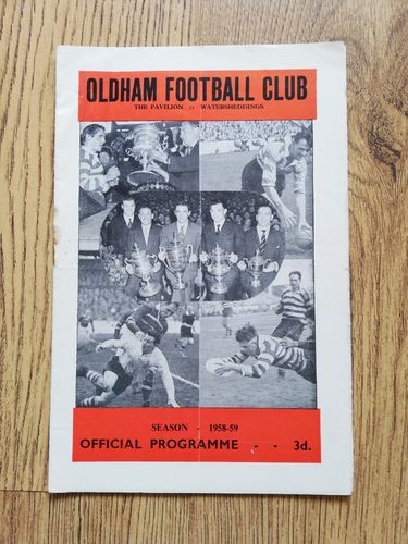 Oldham v Warrington Feb 1959 Rugby League Programme
