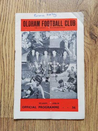 Oldham v Whitehaven Apr 1959 Rugby League Programme