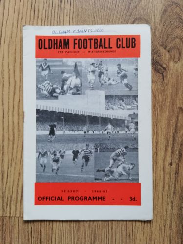 Oldham v St Helens Aug 1960 Rugby League Programme