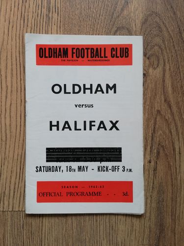 Oldham v Halifax May 1963 Rugby League Programme
