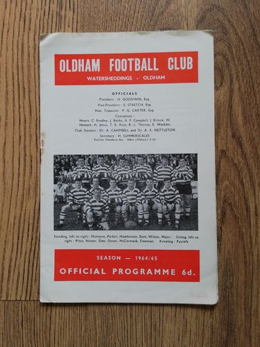 Oldham v Dewsbury Apr 1965 Rugby League Programme
