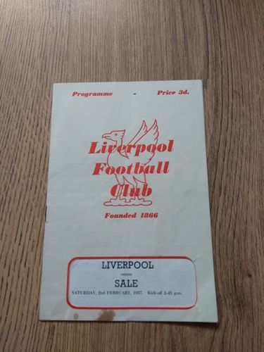 Liverpool v Sale Feb 1957 Rugby Programme
