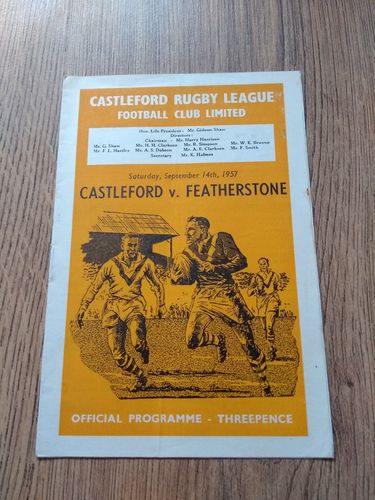 Castleford v Featherstone Sept 1957 Rugby League Programme