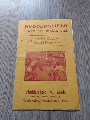 Huddersfield v Leeds Oct 1957 Yorkshire Cup Semi-Final Rugby League Programme