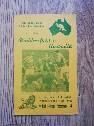 Huddersfield v Australia Sept 1963 Rugby League Programme