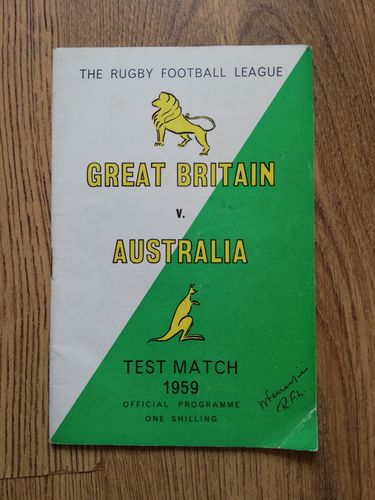 Great Britain v Australia 2nd Test 1959 Rugby League Programme