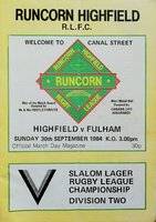 Runcorn Highfield Rugby League Programmes
