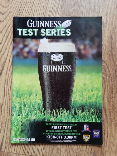 Great Britain v Australia 1st Test 2001 Rugby League Programme