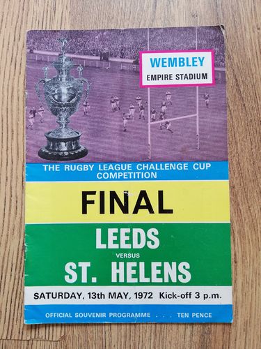 Leeds v St Helens Challenge Cup Final 1972 Rugby Programme