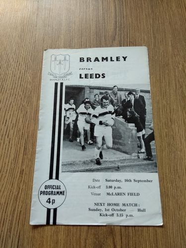 Bramley v Leeds Sept 1972 Rugby League Programme