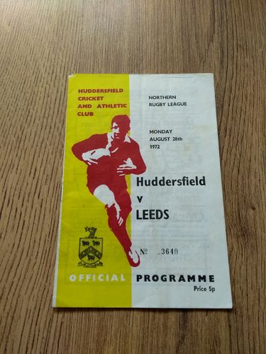 Huddersfield v Leeds Aug 1972 Rugby League Programme