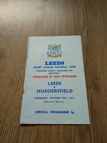 Leeds v Huddersfield Sept 1972 Yorkshire Cup Semi-Final Rugby League Programme