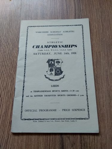 Yorkshire Schools Athletic Championships June 1958 Programme