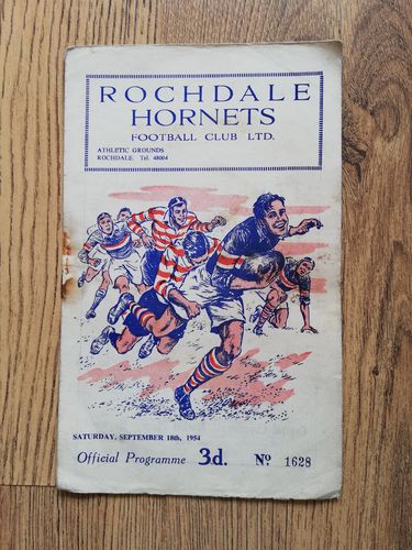 Rochdale Hornets v Bramley Sept 1954 Rugby League Programme