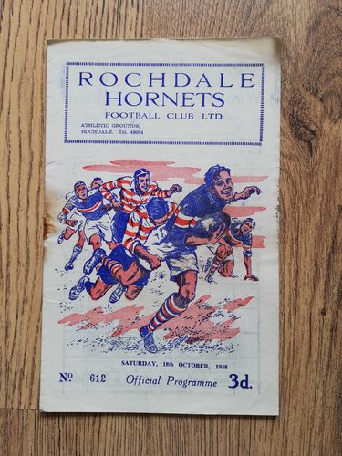 Rochdale Hornets v Barrow Oct 1958 Rugby League Programme