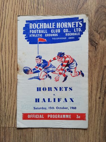Rochdale Hornets v Halifax Oct 1960 Rugby League Programme