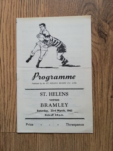 St Helens v Bramley Mar 1963 Rugby League Programme