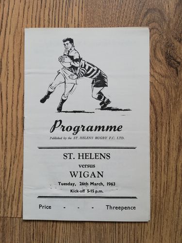 St Helens v Wigan Mar 1963 Rugby League Programme