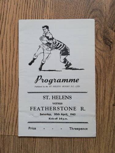 St Helens v Featherstone Rovers Apr 1963 Rugby League Programme