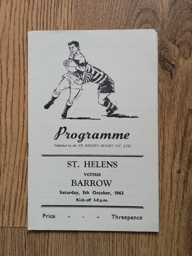 St Helens v Barrow Oct 1963 Rugby League Programme