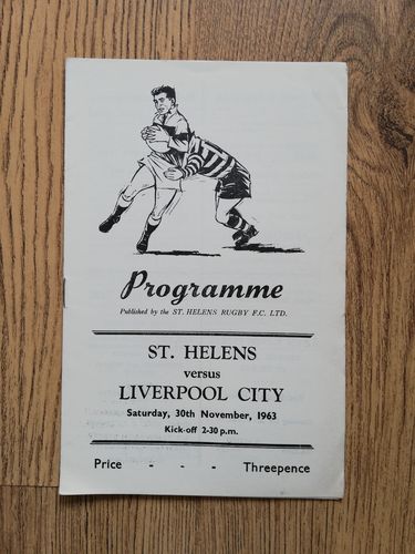 St Helens v Liverpool City Nov 1963 Rugby League Programme